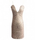 Sequin stripe V dress