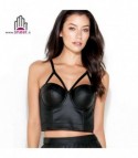Klora faux leather crop top