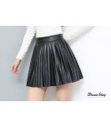 Firgy pleated eco-leather skirt