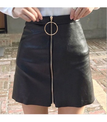 Skirt ecoleather circle zip