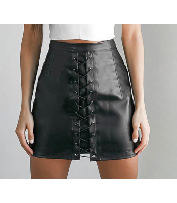 Bondage eco-leather miniskirt