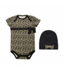 Leopard baby bodysuit and hat