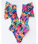 Tropical flowers one-piece swimsuit