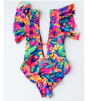Tropical flowers one-piece swimsuit