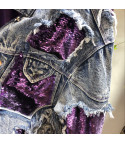 Purple sequin denim jacket