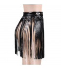 Eco-leather fringe skirt