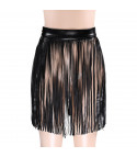 Eco-leather fringe skirt
