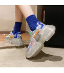 Silver mirror platform sneakers
