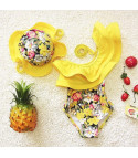 Yellow flowers one-piece swimsuit