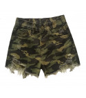 Camouflage denim shorts
