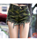 Camouflage denim shorts