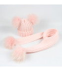 Complete scarf - two-tone children's pon-pon hat