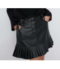 Irina pleated eco-leather skirt
