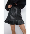 Irina pleated eco-leather skirt