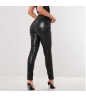 Faux leather crocodile effect trousers