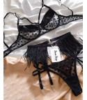 Completo intimo black pois plumage
