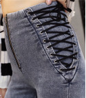 Jeans with side cross laces