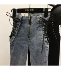 Jeans with side cross laces