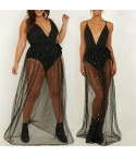 Maxiskirt in tulle and strass Dindy