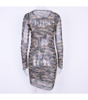 Dress in camouflage tulle