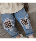 Jeans baby patches leopard
