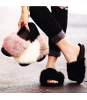 Synthetic fur slippers