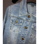 Short fringe rhinestone jeans jacket