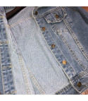 Giubbino jeans fringe strass corto