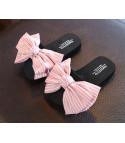 Women-baby flip-flops bow stripes