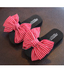 Women-baby flip-flops bow stripes