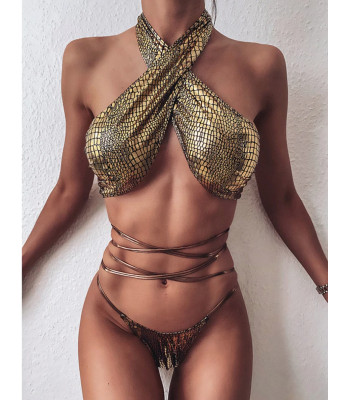 Bikini cross gold pyton