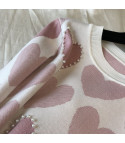 Set of pants & sweaters with pearl hearts