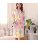 Rainbow plush dressing gown