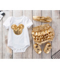 Mickey Bow Gold Baby Outfit