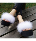 Platform feather slippers