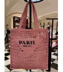 Straw beach bag Paris squared