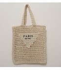 Straw beach bag Paris squared