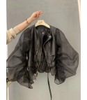 Rockit tulle faux leather jacket