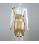Gold shades one-shoulder dress