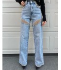 Jeans keefringe rhinestones
